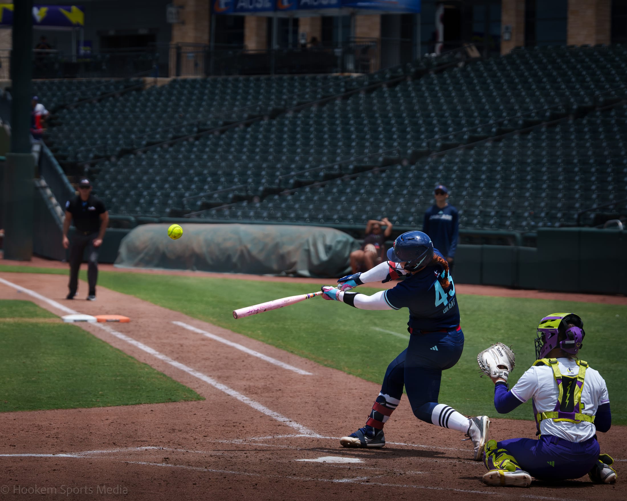 Megan Grant homers against the Texas Volts at Dell Diamond.